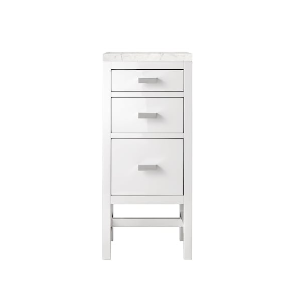 James Martin Vanities Addison 15in Base Cabinet, Glossy White w/ 3 CM Eternal Jasmine Pearl Quartz Top E444-BC15-GW-3EJP - main